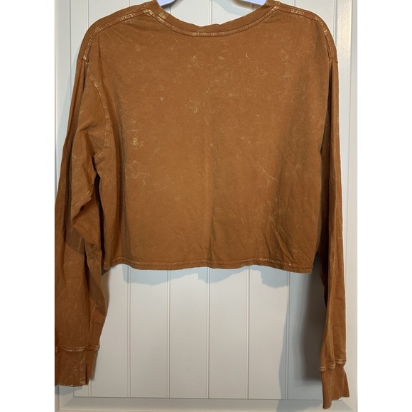 Double Zero Lovely Large Long Sleeve Crop Top t-shirt cotton casual comfort sz L - Picture 4 of 4